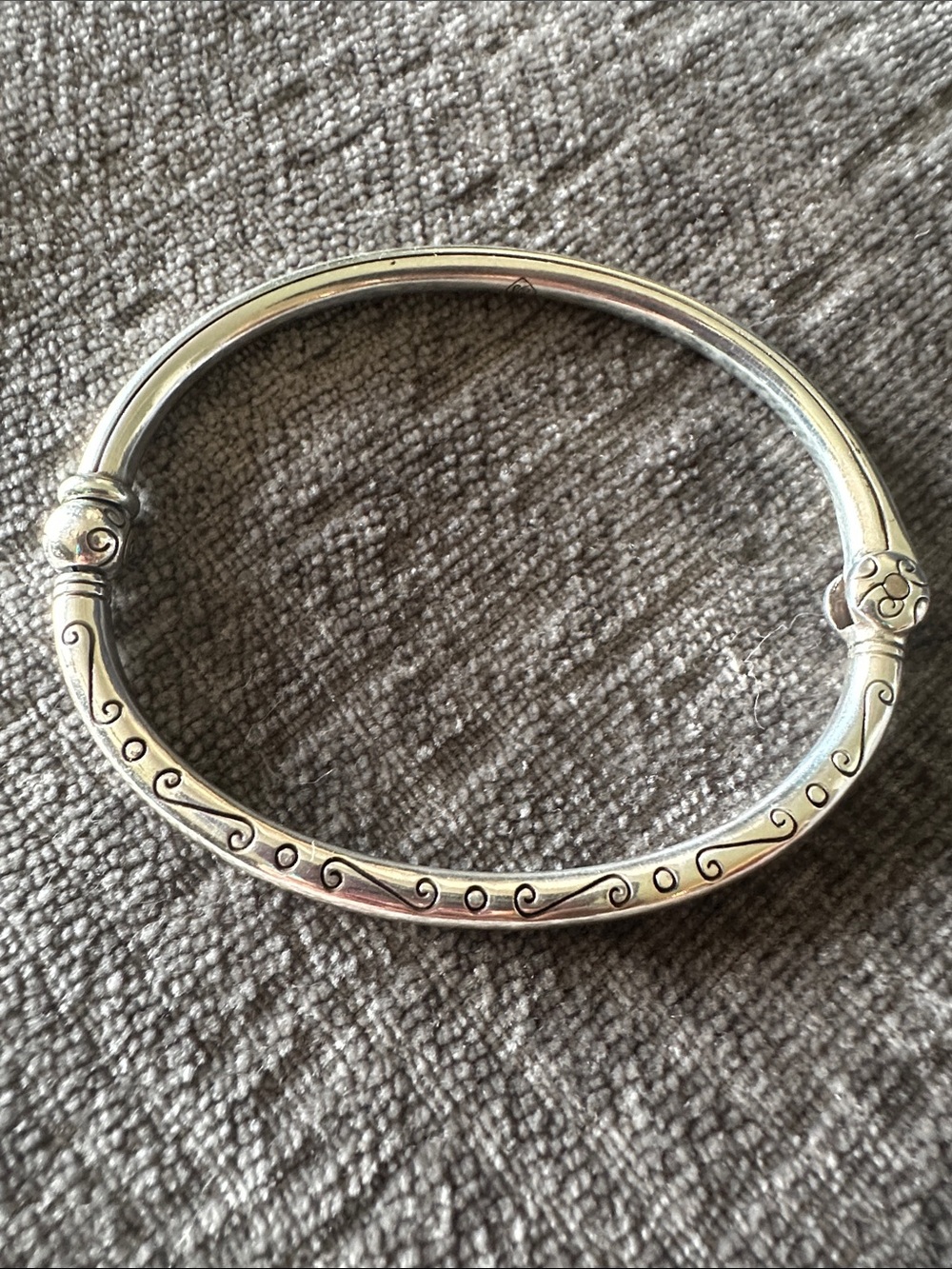 Brighton Silver-Tone Engraved Swirl Hinged Bracelet